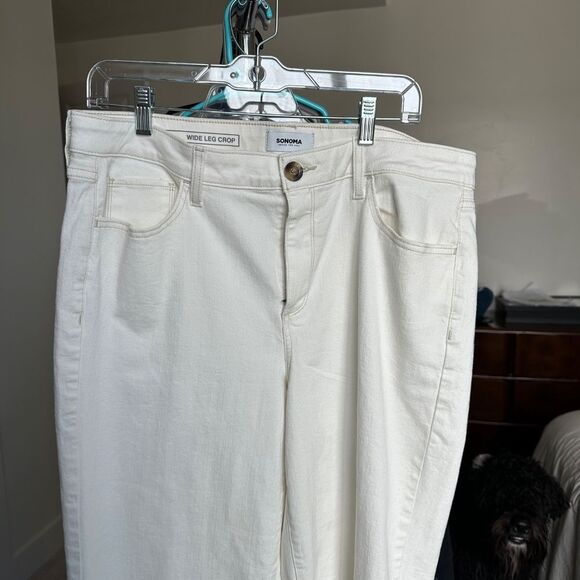 EUC Sonoma Wide Leg Cropped Pant Rough Hem - Picture 2 of 5